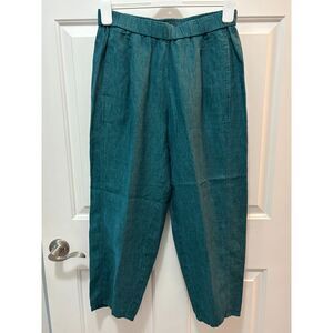 Eileen Fischer Organic Soft Linen Teal Petite S Pants EUC